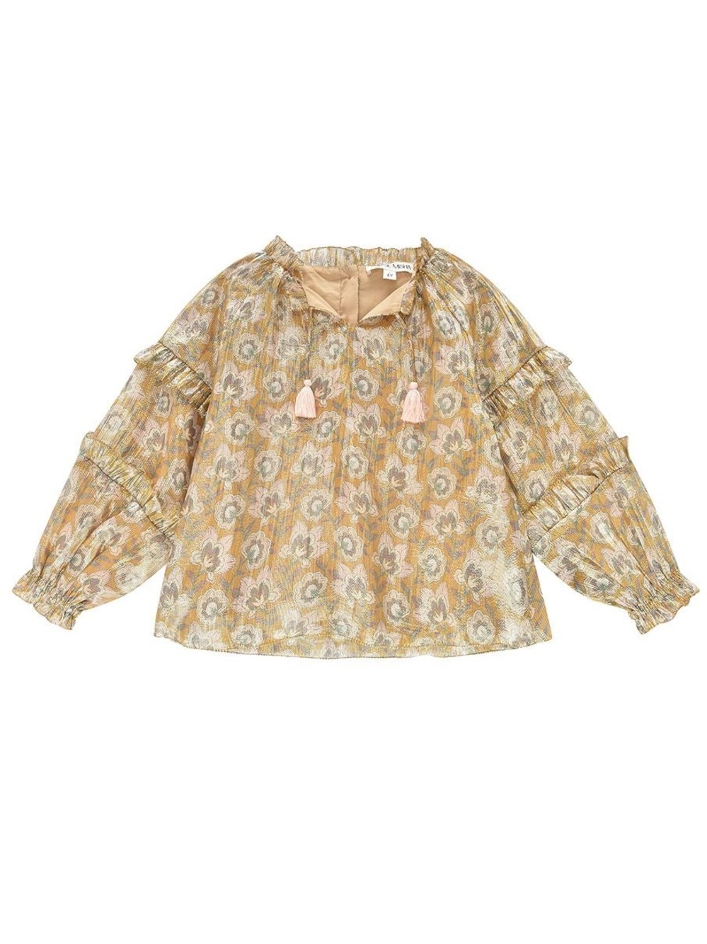 Stunning girls biba lame lurex boho blouse gold shine